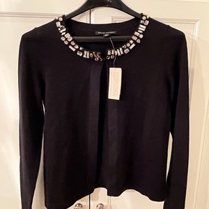 Banana Republic Womens Jewel Neck Open Front Cardigan Black Sz XS Petite NWT